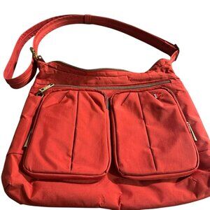 TRAVELON ANTITHEFT Crossbody Shoulder bag RFID Pocket Security Strap Red Purse